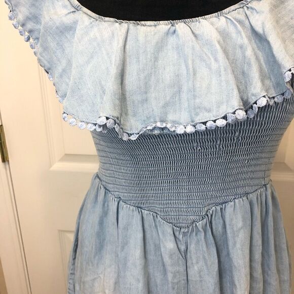 Altar’d State denim ruffle jumper romper - Picture 2 of 10